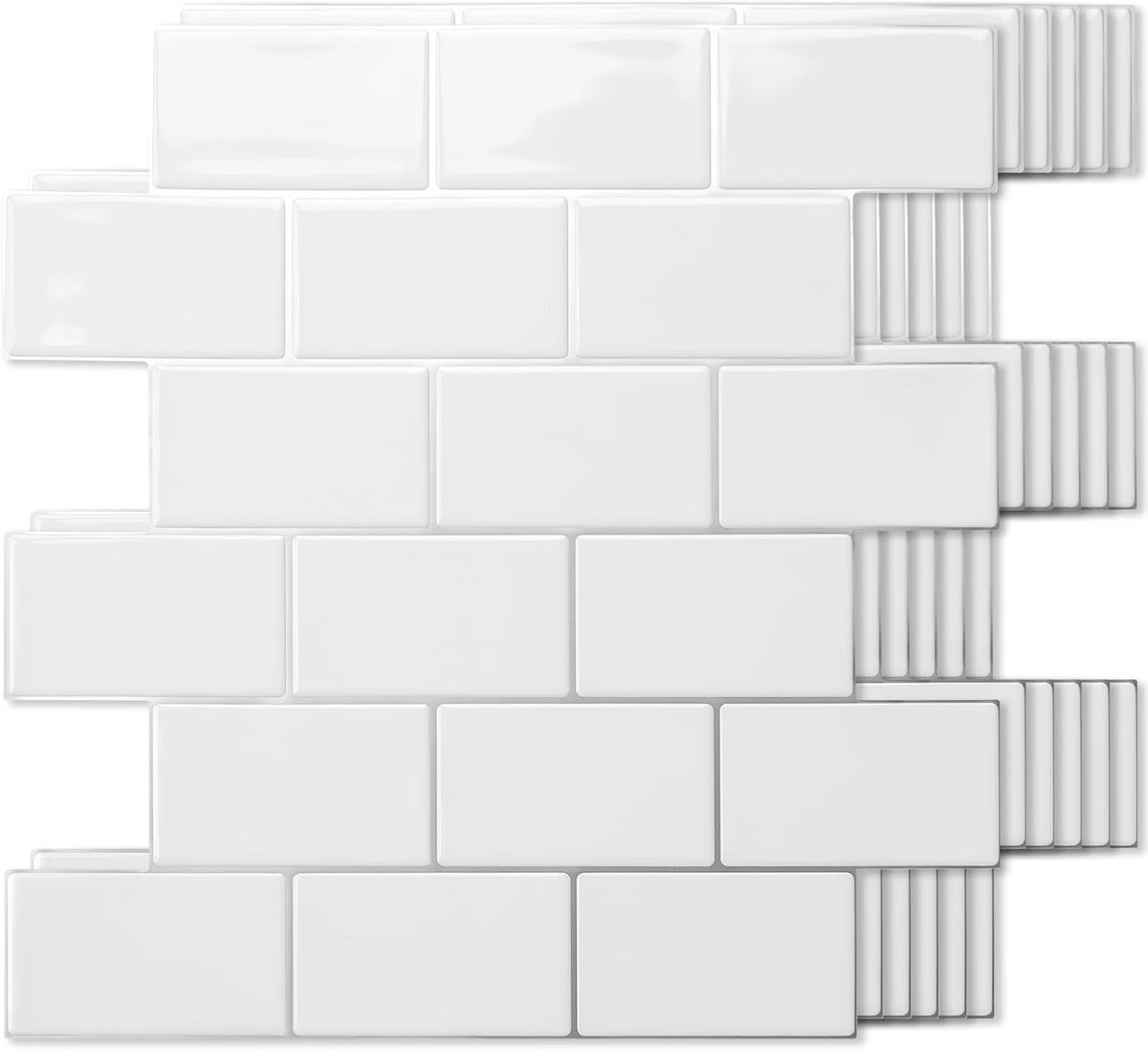 Art3d 10-Pack Subway Tiles Peel and Stick Backsplash, White, 12 x 12 Inch