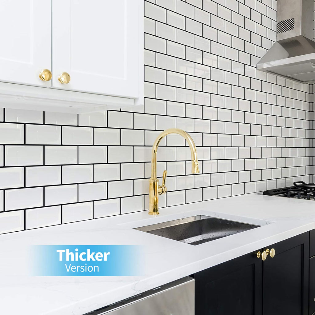Art3d 10-Pack Subway Tiles Peel and Stick Backsplash, White, 12 x 12 Inch