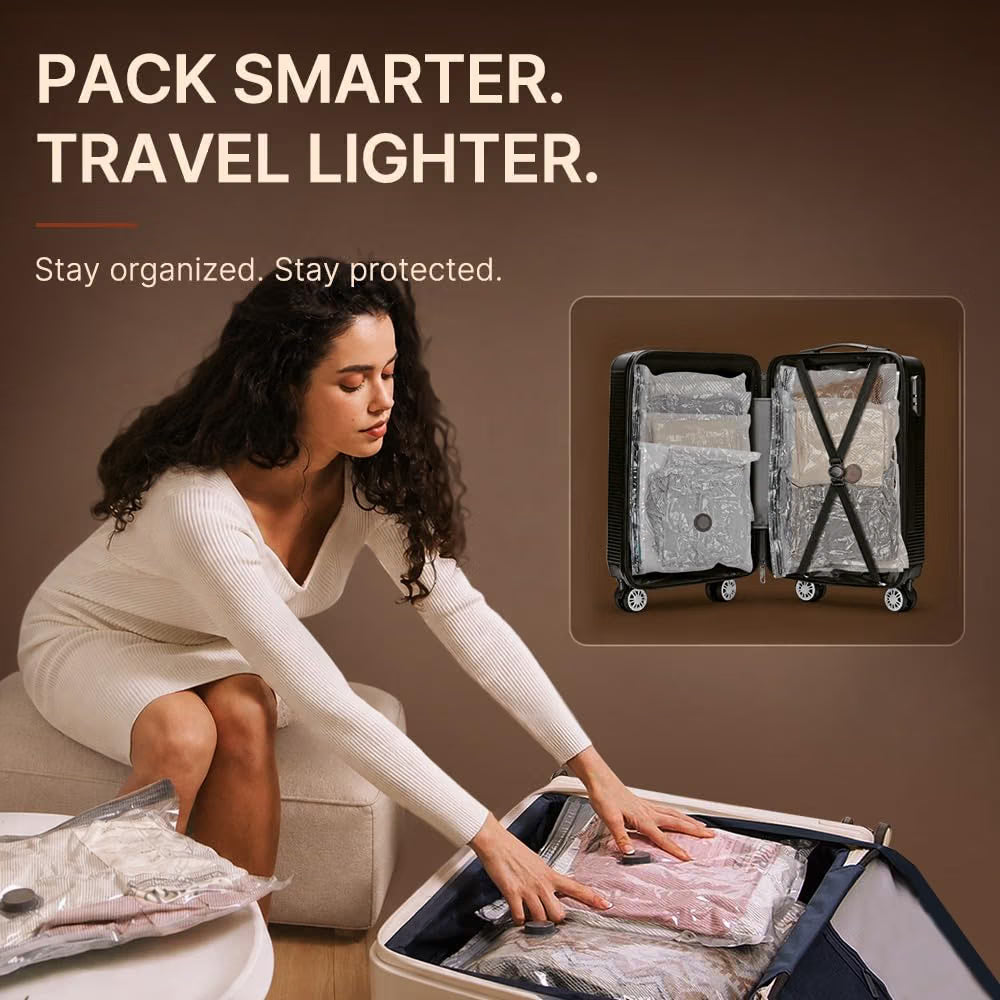 Vacbird Travel Vacuum Bags with Rechargeable Pump, Carry-On Space Saver