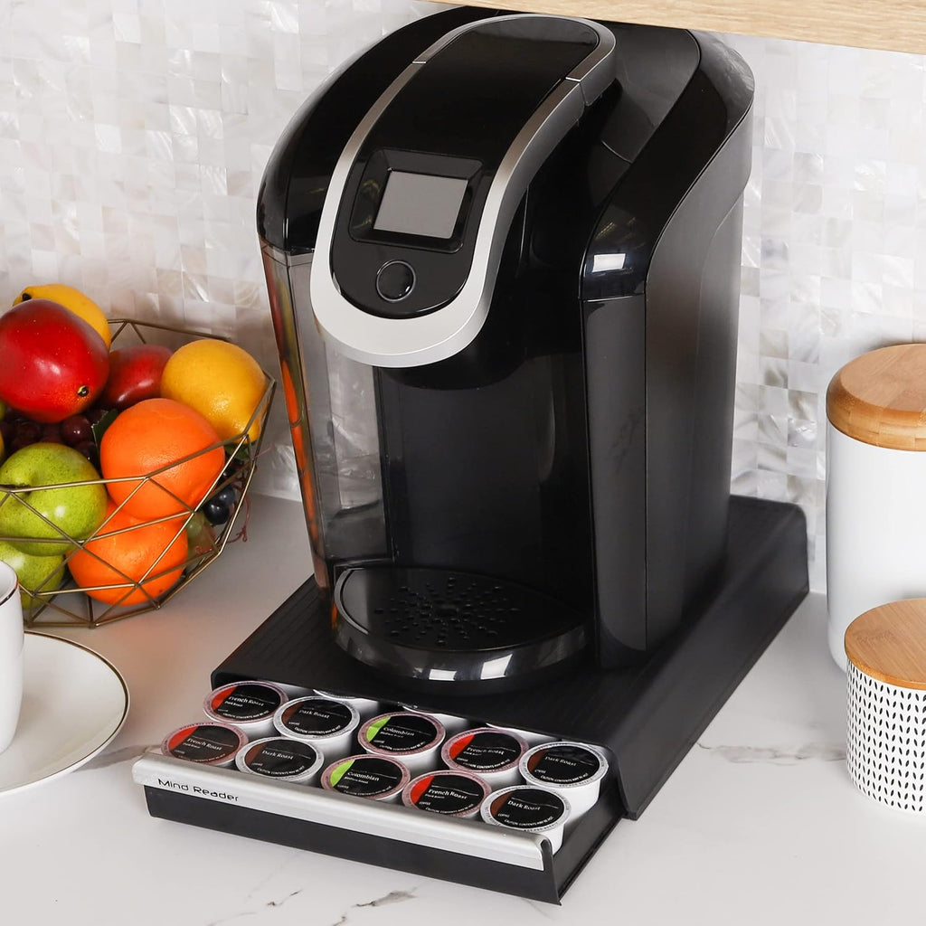 Mind Reader Single Serve Coffee Pod Drawer, 30 Pod Capacity, Countertop Organizer, 10.5"L x 12.75"W x 2.5"H, Black