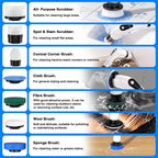 2026 New 7-in-1 Multifunctional Electric Spin Scrubber, Telescopic Long Handle Cleaning Brush for Bathroom, Kitchen, Floor, Tile & Household Cleaning