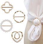 4PCS Women’s Scarf Ring Clips, Metal Round T-Shirt Tie Buckles, Stylish Shirt Knot Clips for Dresses, Scarves and Clothing Corners