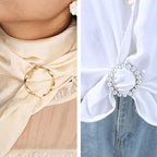 4PCS Women’s Scarf Ring Clips, Metal Round T-Shirt Tie Buckles, Stylish Shirt Knot Clips for Dresses, Scarves and Clothing Corners