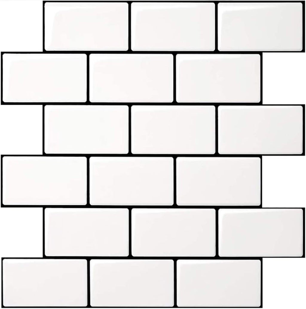 Art3d 10-Pack Subway Tiles Peel and Stick Backsplash, White, 12 x 12 Inch